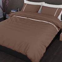 Romanette Flanellen Dekbedovertrek Duchesse Taupe/Wit-260 x 200/220 cm