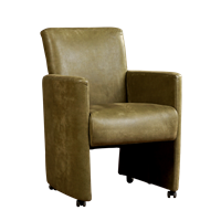 Gijs Meubels Leren eetkamerfauteuil elegant, olijfgroen leer, olijfgroene keukenstoelen