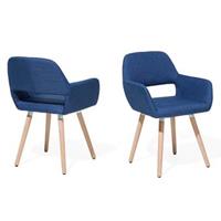Beliani CHICAGO Eetkamerstoel set van 2 Blauw Polyester