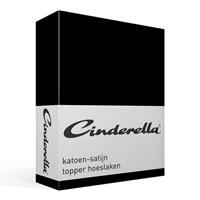 Cinderella satijn topper hoeslaken - Lits-jumeaux (180x210 cm) - Black