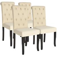 Eetkamerstoelen massief hout crème 4 st