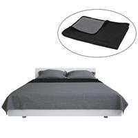 vidaXL Zweiseitige Tagesdecke Gesteppt 230 x 260 cm Grau und  Schwarz