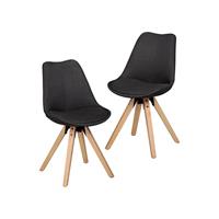 Wohnling 2er Set Esszimmerstuhl LIMA Polsterstuhl Stoff oder Kunstleder-Bezug Rückenlehne Design Küchenstuhl mehrfarbig