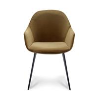 Leen Bakker Eetkamerstoel Rouen - velvet - goudkleurig (2 stuks)