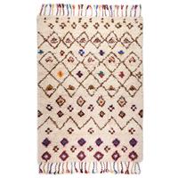 THEKO Oosters tapijt Nomadic 1 zuivere wol, met de hand geweven, ruiten design, met franje