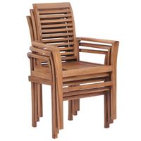 vidaXL Esstischstühle 2 Stk. Stapelbar Teak Massivholz Braun