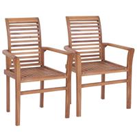 vidaXL Esstischstühle 4 Stk. Stapelbar Teak Massivholz Braun