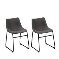 Beliani BATAVIA Eetkamerstoel set van 2 Grijs Polyester