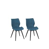 LISLE Eetkamerstoel set van 2 Blauw Polyester