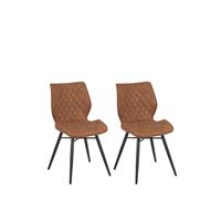 Beliani LISLE Eetkamerstoel set van 2 Bruin Polyester