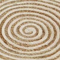 vidaXL Teppich Handgefertigt Jute mit weißem Spiraldruck 90 cm Weiß