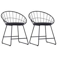 VidaXL Eetkamerstoelen met kunstleren zittingen 2 st staal zwart
