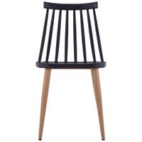Eetkamerstoelen 6 st kunststof staal zwart