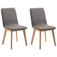 vidaXL Eetkamerstoelen 2 st stof en massief eikenhout taupe