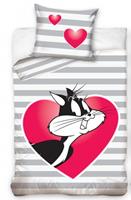 Carbotex dekbedovertrek Looney Tunes grijs/roze 140 x 200 cm