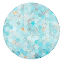 Beliani Vloerkleed leer turquoise ø 140 cm ZEYTIN