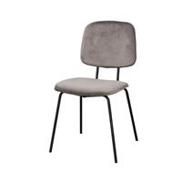 Nordiq Baldwin chair - Velvet eetkamerstoel - Metalen onderstel - Grijs