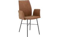 Goossens Eetkamerstoel Arca cognac leer met arm, modern design