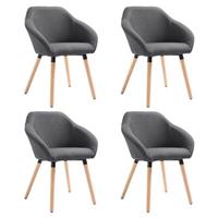 VidaXL Eetkamerstoelen 4 st stof donkergrijs