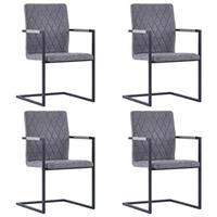 VidaXL Eetkamerstoelen 4 st kunstleer donkergrijs