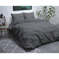 sleeptimeelegance Flanellen Dekbedovertrek Jason - Lits-Jumeaux (240x220 cm) - Antraciet - Dessin: Effen - Sleeptime Elegance - 