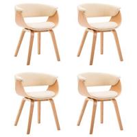 VidaXL Eetkamerstoelen 4 st gebogen hout en kunstleer crème