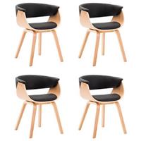 VidaXL Eetkamerstoelen 4 st gebogen hout en kunstleer zwart