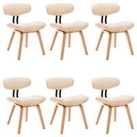 vidaXL Eetkamerstoelen 6 st gebogen hout en kunstleer crème