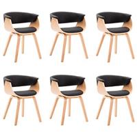 VidaXL Eetkamerstoelen 6 st gebogen hout en kunstleer zwart