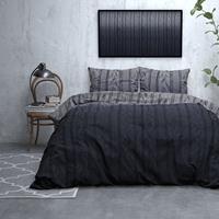 dreamhousebedding Flanellen Dekbedovertrek Dante - Eenpersoons (140x200 cm) - Antraciet - Dessin: Patroon - DreamHouse Bedding - 