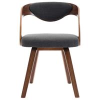 vidaXL Eetkamerstoelen 6 st gebogen hout en stof donkergrijs