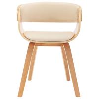 vidaXL Eetkamerstoelen 6 st gebogen hout en kunstleer crème