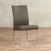 ShopX Leren eetkamerstoel comfort, bruin leer, bruine keukenstoelen