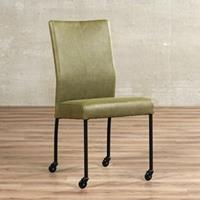 ShopX Leren eetkamerstoel comfort, olijfgroen leer, olijfgroene keukenstoelen