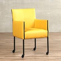 ShopX Leren eetkamerstoel more, geel leer, gele keukenstoelen