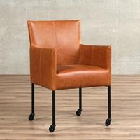 ShopX Leren eetkamerstoel desire, cognac leer, cognac keukenstoelen