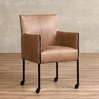 ShopX Leren eetkamerstoel more, bruin leer, bruine keukenstoelen