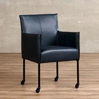 ShopX Leren eetkamerstoel more, blauw leer, blauwe keukenstoelen