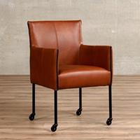 ShopX Leren eetkamerstoel more, bruin leer, bruine keukenstoelen