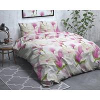 SlaapTextiel Flanel Olivia - Dekbedovertrek - Eenpersoons - 140x200/220 + 1 kussensloop 60x70 - Wit
