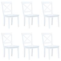 vidaXL Eetkamerstoelen 6 st massief rubberwood wit