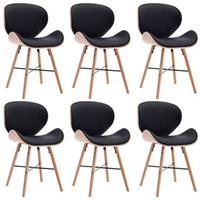 VidaXL Eetkamerstoelen 6 st kunstleer en gebogen hout zwart