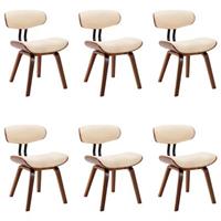 VidaXL Eetkamerstoelen 6 st gebogen hout en kunstleer crème