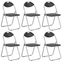 VidaXL Eetkamerstoelen inklapbaar 6 st kunstleer zwart