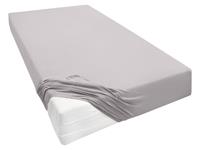 Biberna Jersey hoeslaken voor boxspringmatrassen (katoenen stof, 180-200 x 200-220 cm, Grijs)