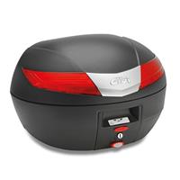 GIVI V40 topkoffer, Topkoffers en zijkoffers voor de moto, rode reflectoren, zwarte cover