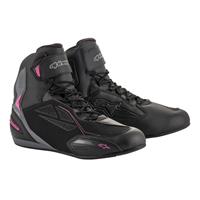 Alpinestars Stella Faster-3 Drystar, Motorschoenen, Zwart-Donker Grijs-Fuchsia