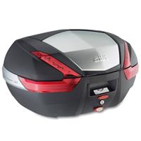 GIVI V47 topkoffer, Topkoffers en zijkoffers voor de moto, rode reflectoren, aluminium afwerking