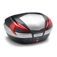 V56 Maxia 4 topkoffer, Topkoffers en zijkoffers voor de moto, rode reflectoren, aluminium afwerking