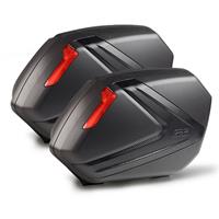 V37 zijkoffers carbon look, Topkoffers en voor de moto, rode reflectoren